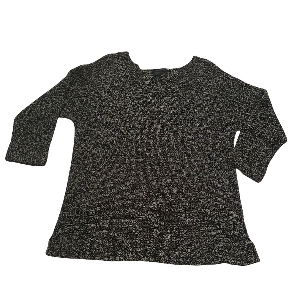 Calvin Klein Marled Knit Sweater Size Large Black White Textured Crewneck Cozy